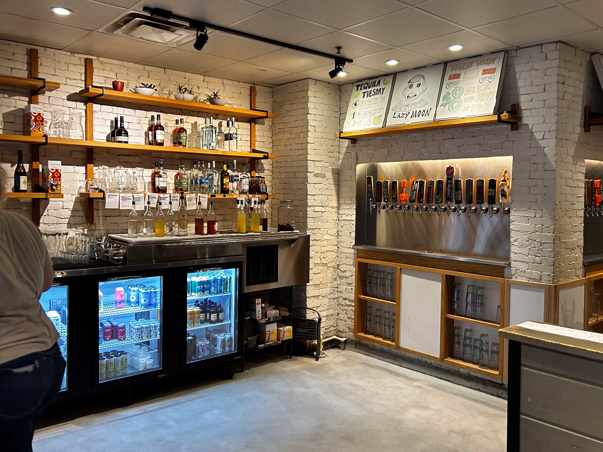 bar with taps and fridge